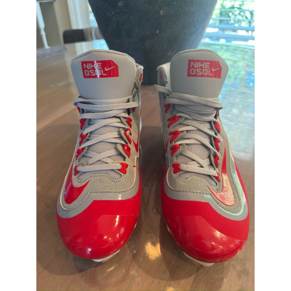 Nike Huarache Pro Mid Metal Baseball Cleats Red Gray White Size 8